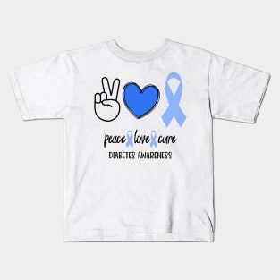 Peace Love And Cure - Diabetes Awareness Kids T-Shirt